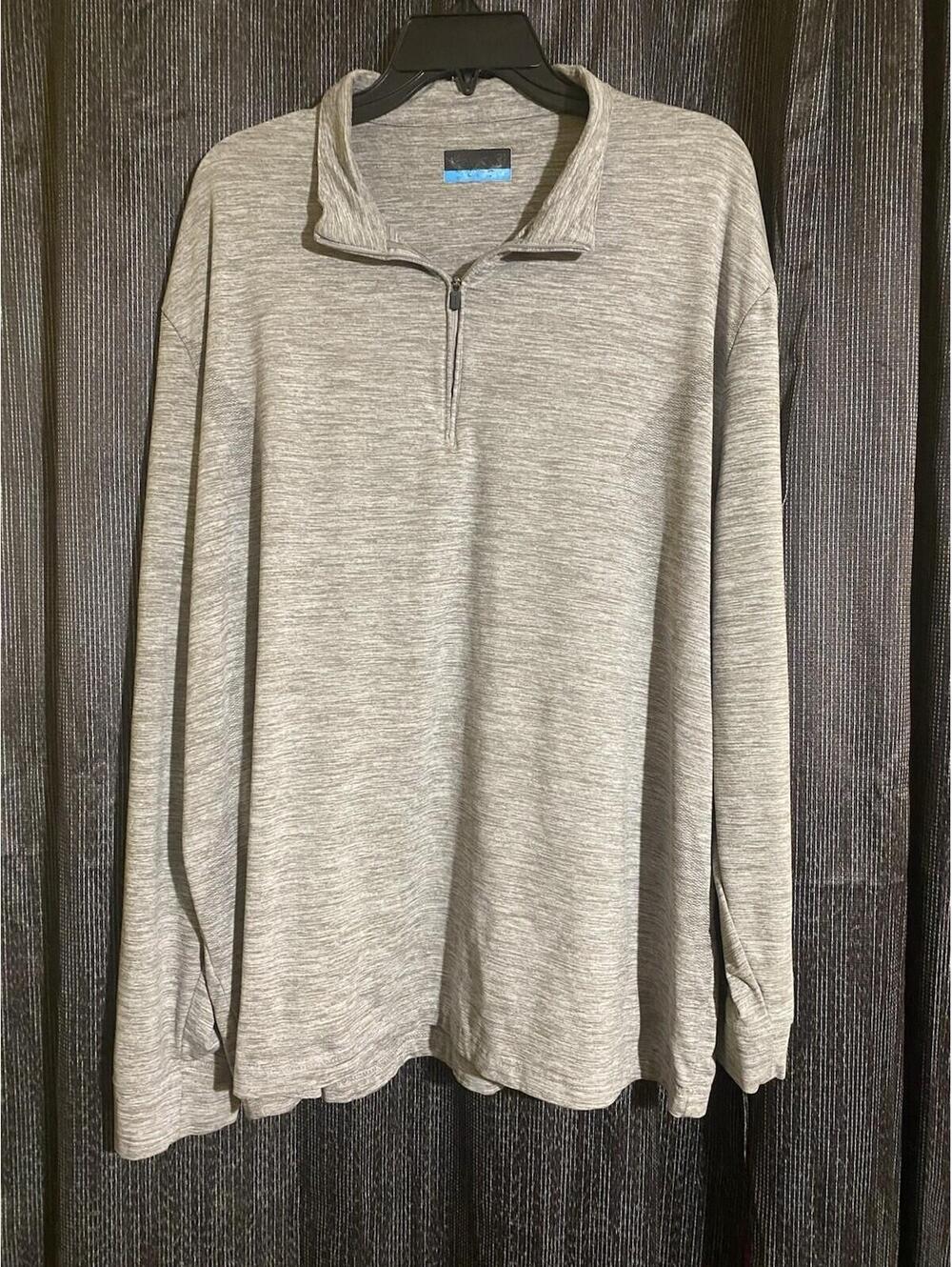 PGA Tour Men's Size 2XL Gray Long Sleeve Lightweight Golf Quarter-Zip